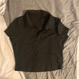 Rib-knot crop solid tee